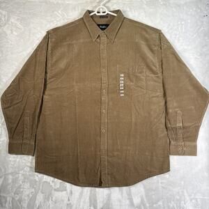 PBX Basics Boys Brown Corduroy Long Sleeve Button Down Shirt Size XL.